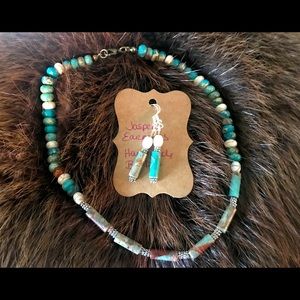 Turquoise and Jade Choker and Earrings set!